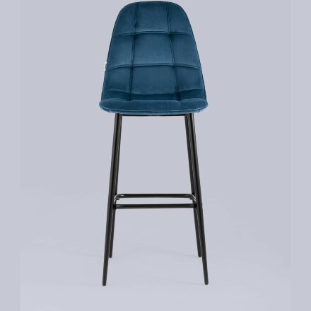 Стул барный Stool Group Тейлор велюр пыльно-синий ножки металл черные 