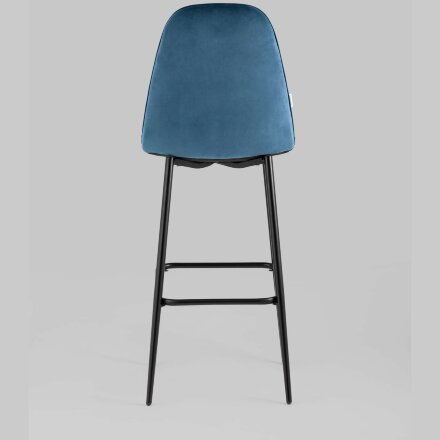 Стул барный Stool Group Тейлор велюр пыльно-синий ножки металл черные 