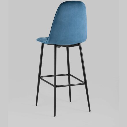 Стул барный Stool Group Тейлор велюр пыльно-синий ножки металл черные 