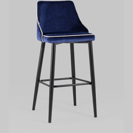 Стул барный Stool Group Коби велюр синий ножки металл черные 