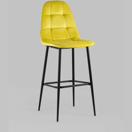 Стул барный Stool Group Тейлор велюр жёлтый ножки металл черные 